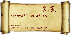 Kristó Balázs névjegykártya
